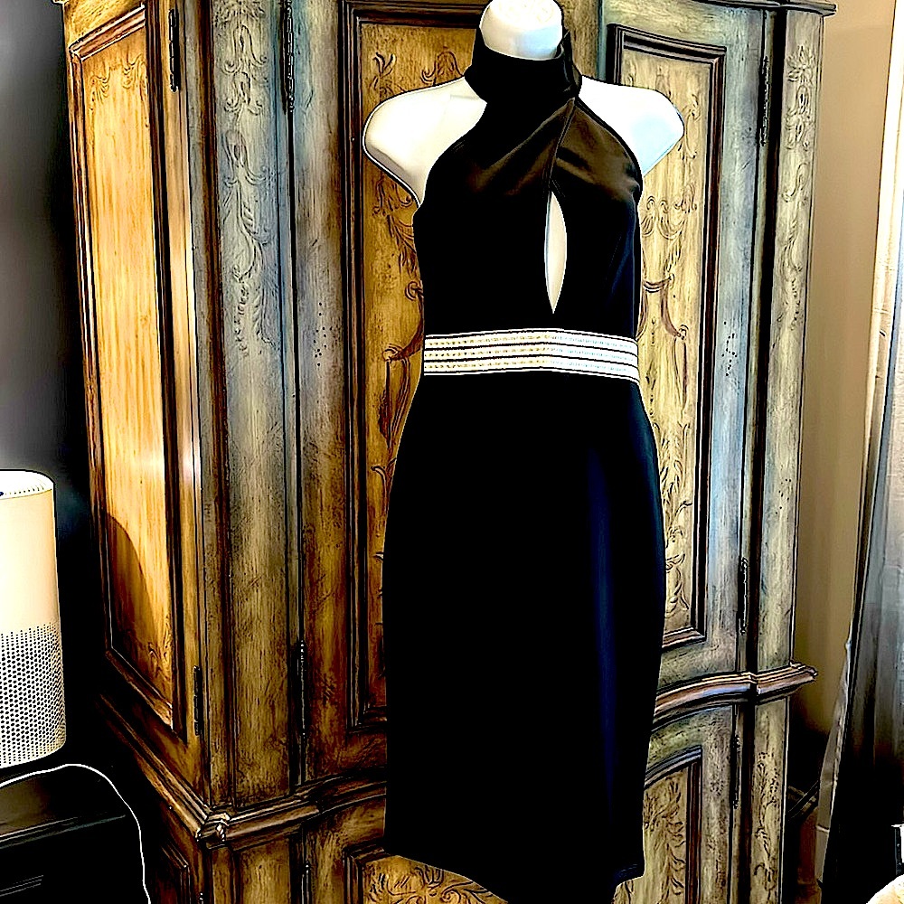Black semi formal halter dress